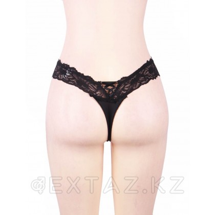 Трусики танга Sexy Floral Lace черные (размер 3XL) от sex shop Extaz фото 7