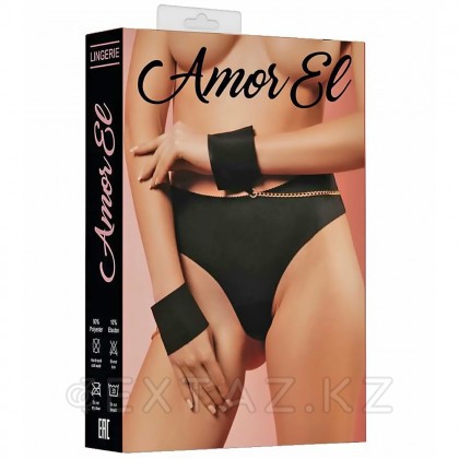 Трусики-танга бесшовные Amor El с наручниками на цепочках, черный, M от sex shop Extaz фото 6
