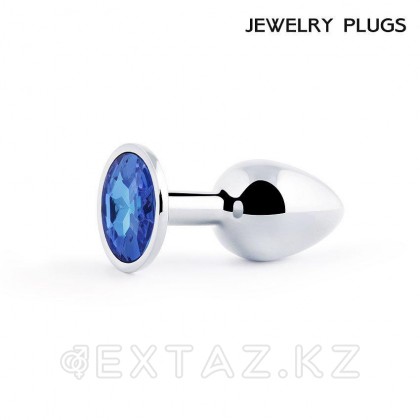 Анальная втулка SILVER PLUG SMALL с синим кристаллом (7,2*2,8 см) от sex shop Extaz