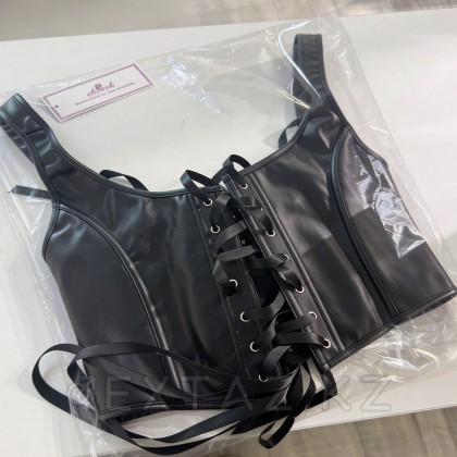 Кожаный топ-корсет Ohyeah на косточках со шнуровкой, XL от sex shop Extaz фото 2