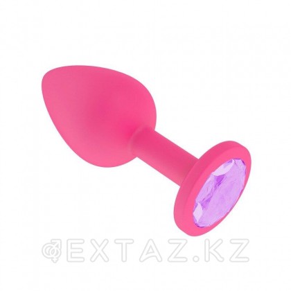 Анальная втулка силиконовая розовая с сиреневым кристаллом от sex shop Extaz
