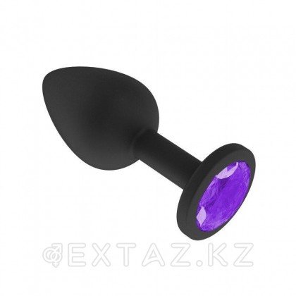 Анальная втулка силиконовая черная с фиолетовым кристаллом от sex shop Extaz