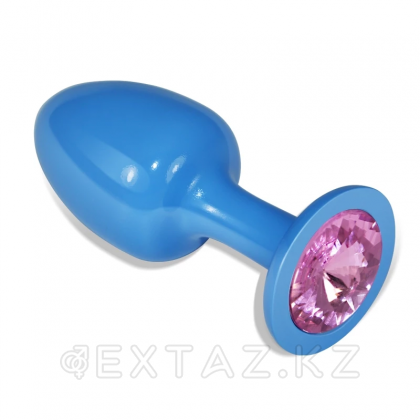 Голубая анальная пробка с розовым кристаллом от sex shop Extaz