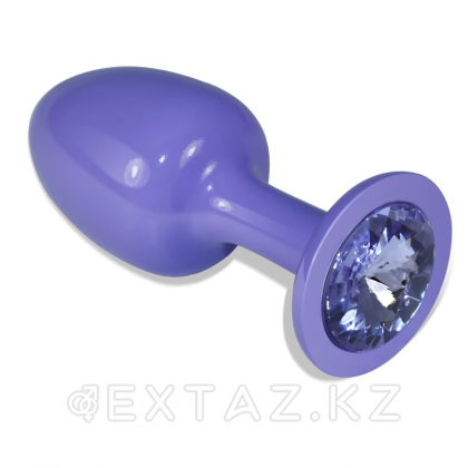 Фиолетовая анальная пробка с голубым кристаллом от sex shop Extaz