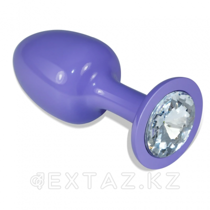 Фиолетовая анальная пробка с белым кристаллом от sex shop Extaz