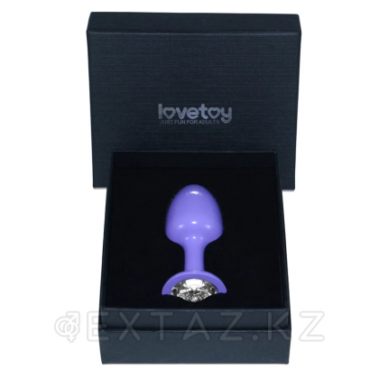 Фиолетовая анальная пробка с белым кристаллом от sex shop Extaz фото 4