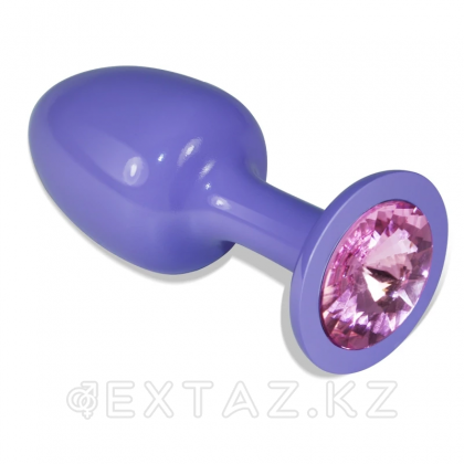 Фиолетовая анальная пробка с розовым кристаллом от sex shop Extaz