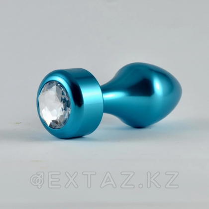 Алюминиевая анальная пробка с кристаллом голубая от sex shop Extaz