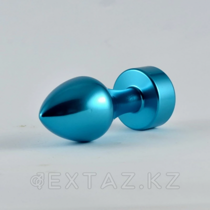 Алюминиевая анальная пробка с кристаллом голубая от sex shop Extaz фото 4
