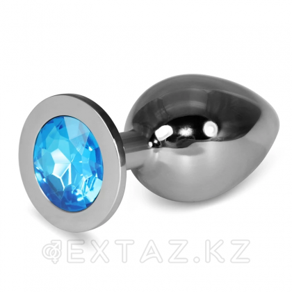 Большая серебряная пробка с голубым кристаллом от sex shop Extaz