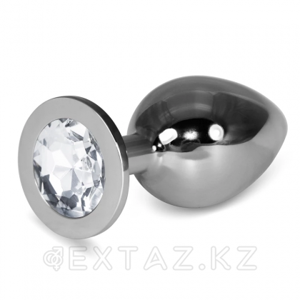 Большая серебряная пробка с белым кристаллом от sex shop Extaz