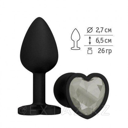 Втулка силиконовая черная с прозрачным кристаллом от sex shop Extaz фото 2