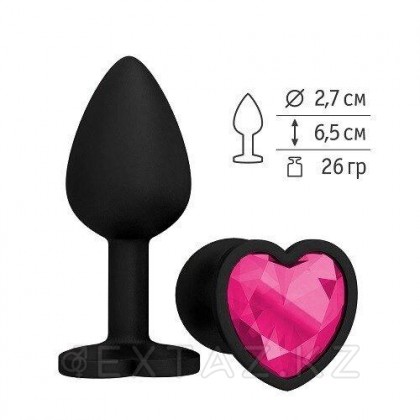 Втулка силиконовая черная с малиновым кристаллом от sex shop Extaz фото 2