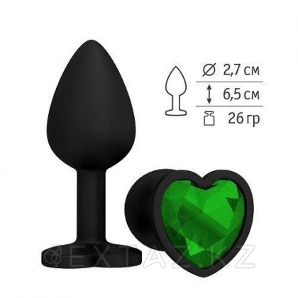 Втулка силиконовая черная с зеленым кристаллом от sex shop Extaz фото 2
