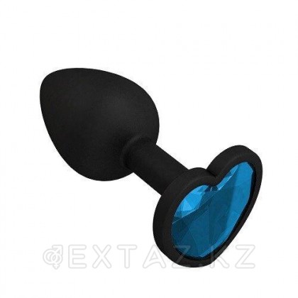Втулка силиконовая черная с голубым кристаллом от sex shop Extaz