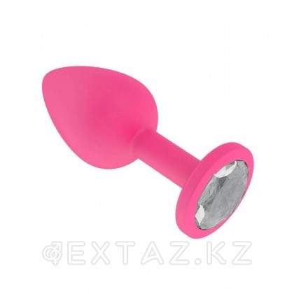 Анальная втулка силиконовая розовая с прозрачным кристаллом от sex shop Extaz