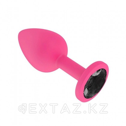 Анальная втулка силиконовая розовая с черным кристаллом от sex shop Extaz