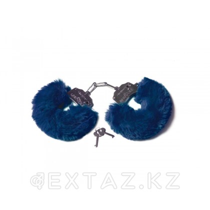Шикарные наручники с пушистым мехом цвета тихоокеанский синий (Be Mine) от sex shop Extaz