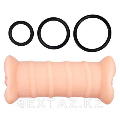 Двойной мастурбатор в виде вагины с кольцами и вибрацией от sex shop Extaz фото 7