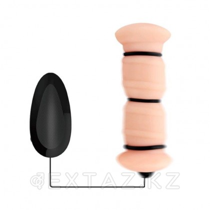 Двойной мастурбатор в виде вагины с кольцами и вибрацией от sex shop Extaz фото 8