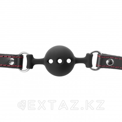 Кляп 4.5 см с черными ремнями и контрастной строчкой от sex shop Extaz фото 2