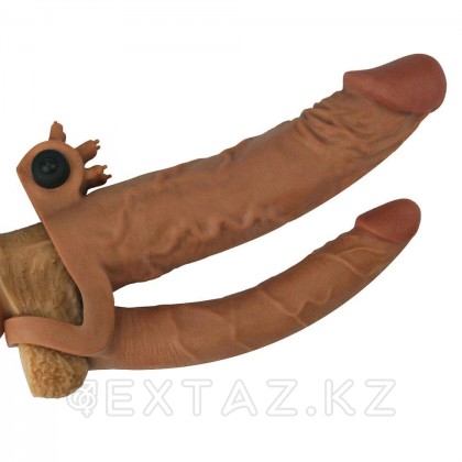 Насадка для двойного проникновения с вибрацией Pleasure X Tender (19,8*4,2) коричневый от sex shop Extaz фото 3