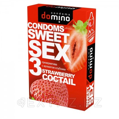 Презервативы DOMINO SWEET SEX STRAWBERRY COCTAIL 3 штуки (оральные) от sex shop Extaz