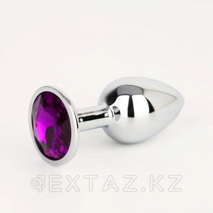 Анальная пробка серебряная, с тёмно-фиолетовым кристаллом (28 мм.) от sex shop Extaz