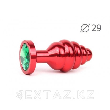 Втулка анальная RED PLUG SMALL красная, зеленый кристалл от sex shop Extaz