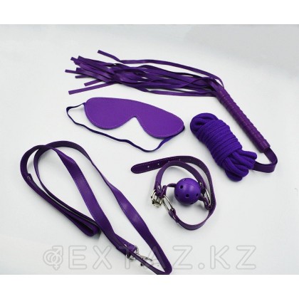 Фетиш набор фиолетовый 7 предметов ( наручники, оковы для ног, ошейник, маска, кляп, плеть канат) от sex shop Extaz фото 2