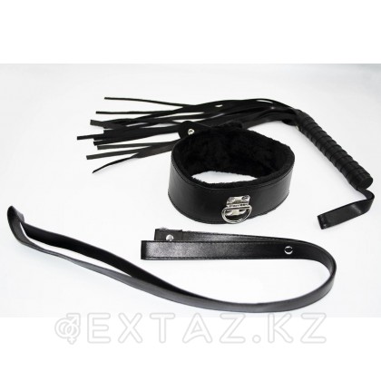 Фетиш набор Black lux  черный (наручники, оковы для ног, ошейник, кляп, плеть, маска, зажимы) от sex shop Extaz фото 3