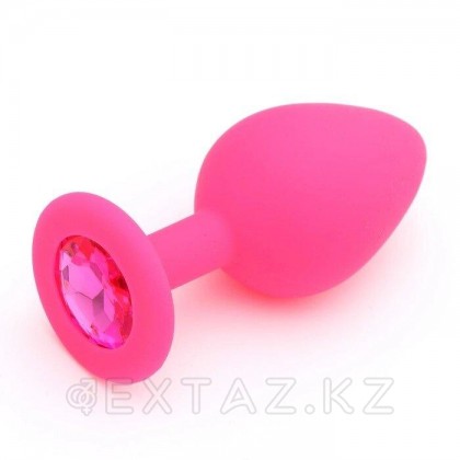 Силиконовая анальная пробка с розовым кристаллом, розовая, (35*80 мм) от sex shop Extaz