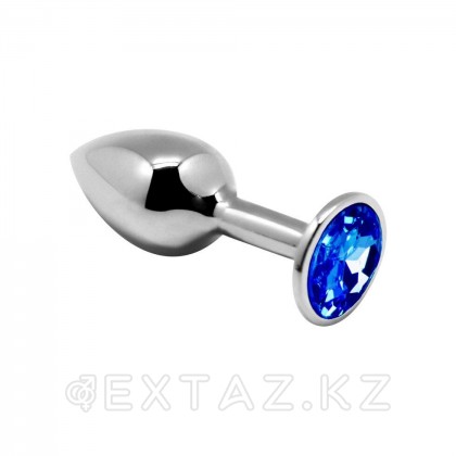Маленькая металлическая анальная пробка Anal Pleasure от Alive (M: 8*3,4 см.) синий кристалл от sex shop Extaz