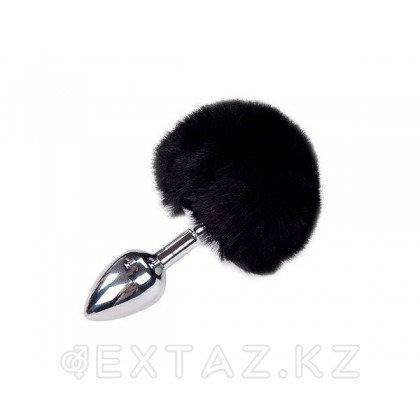 Металлическая анальная пробка с черным хвостиком Fluffy от Alive (7*2,8 см.) от sex shop Extaz