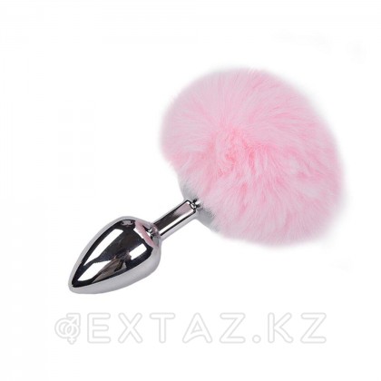 Металлическая анальная пробка с розовым хвостиком Fluffly от Alive (8*3,5 см.) от sex shop Extaz