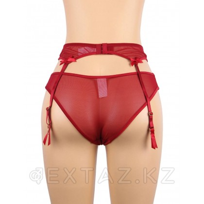 Пояс для чулок с ремешками и трусики красные Flower&bow (3XL-4XL) от sex shop Extaz фото 2