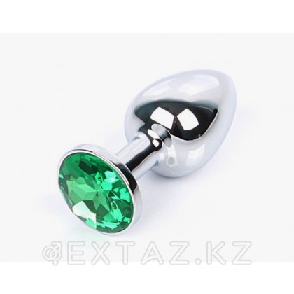 Серебряная пробка с кристаллом (зелёный) от sex shop Extaz фото 2