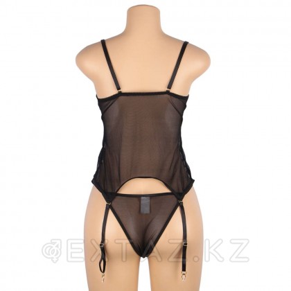Комплект белья: корсет с подвязками и стрингами черно-синий (размер XS-S) от sex shop Extaz фото 7