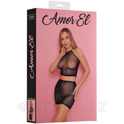 Комплект эротический Amor El, юбка и топ в сетку со стразами, S/L от sex shop Extaz фото 4