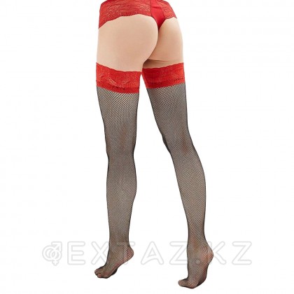 Чулки с красной кружевной резинкой на силиконе Sense, S/M от sex shop Extaz фото 2