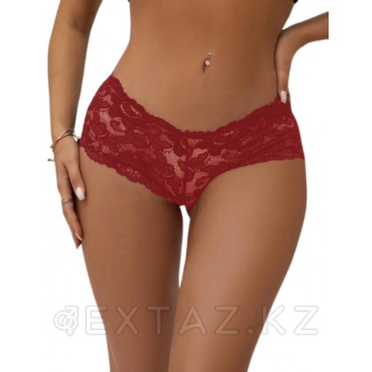 Трусики-шортики кружевные, бордовые, M-L от sex shop Extaz