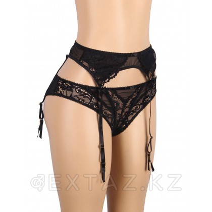 Трусики и пояс для чулок с ремешками черные Sexy Exquisite Lace (XL-2XL) от sex shop Extaz фото 6