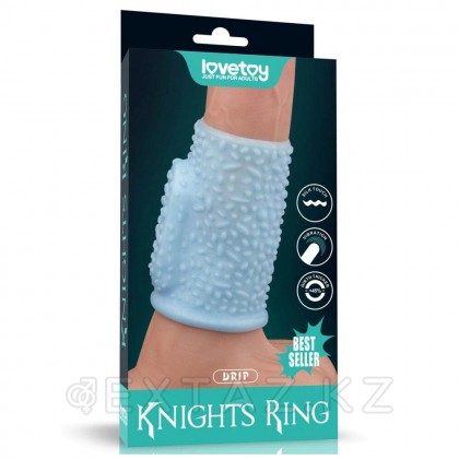 Насадка на пенис с вибрацией Drip Knights Ring (10*3,7) голубая от sex shop Extaz