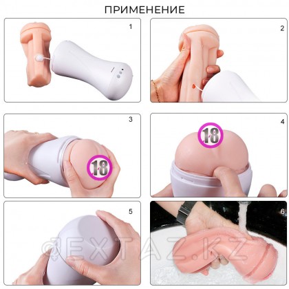 Реалистичный мастурбатор в тубе Happy Cup со стонами и вибрацией от sex shop Extaz фото 4