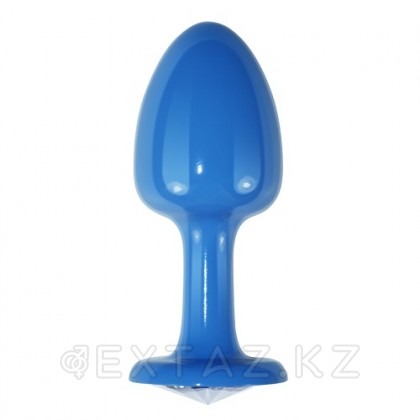 Голубая анальная пробка с белым кристаллом от sex shop Extaz фото 4