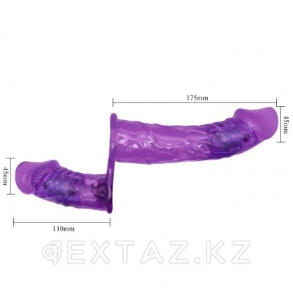 Двойной страпон с вибрацией и пультом управления Ultra Passionate harness фиолетовый от sex shop Extaz фото 6