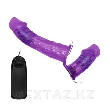 Двойной страпон с вибрацией и пультом управления Ultra Passionate harness фиолетовый от sex shop Extaz фото 7