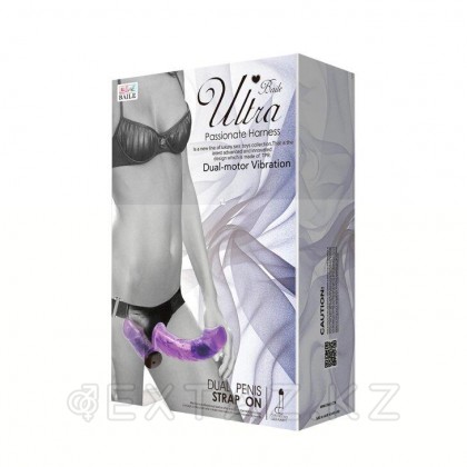 Двойной страпон с вибрацией и пультом управления Ultra Passionate harness фиолетовый от sex shop Extaz фото 5