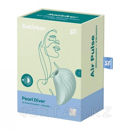 Вакуумный клиторальный стимулятор с вибрацией Pearl Diver Satisfyer ментоловый от sex shop Extaz фото 4