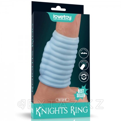 Насадка на пенис с вибрацией Wave Knights Ring (10*3,7) голубая от sex shop Extaz